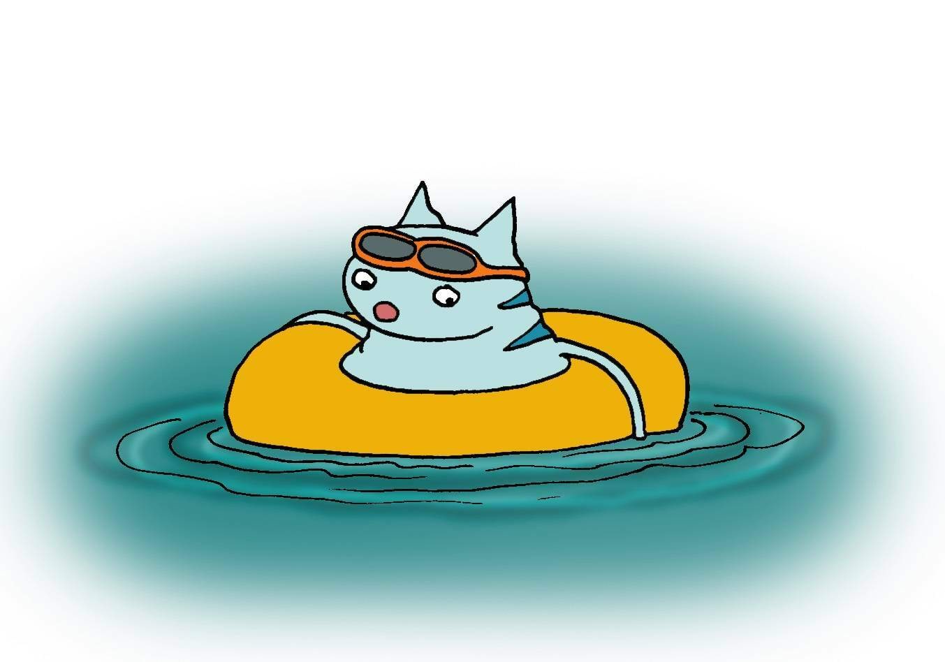 Kass ujub ujumisrõngaga