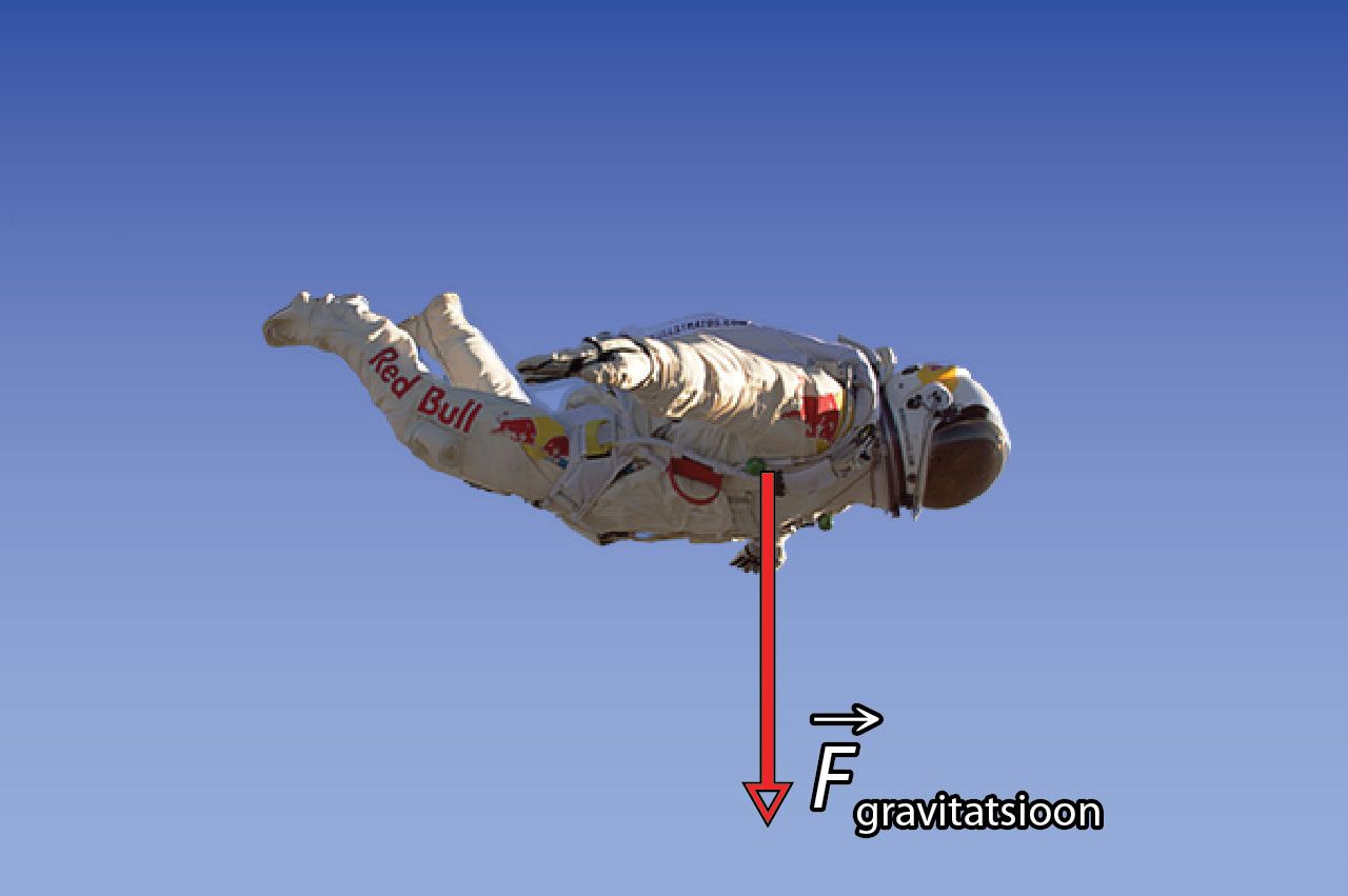 Felix Baumgartner is affected by forces shortly after leaving the capsule