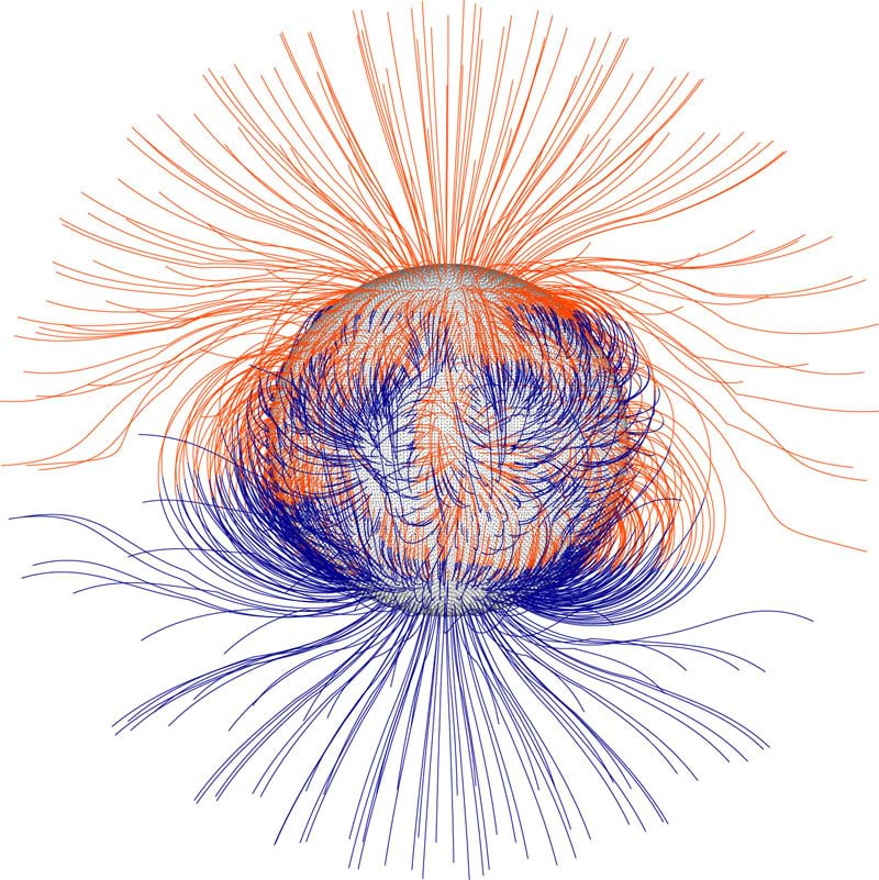 Päikese magnetvälja jõujooned teoreetilisest mudelist