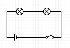 Circuit for turning on two lamps from one switch.