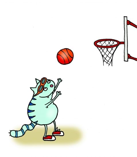 Kass mängib korvpalli