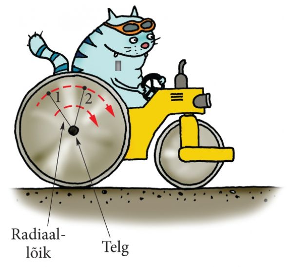 Kass teerullil, rulli pöörlemisnurk
