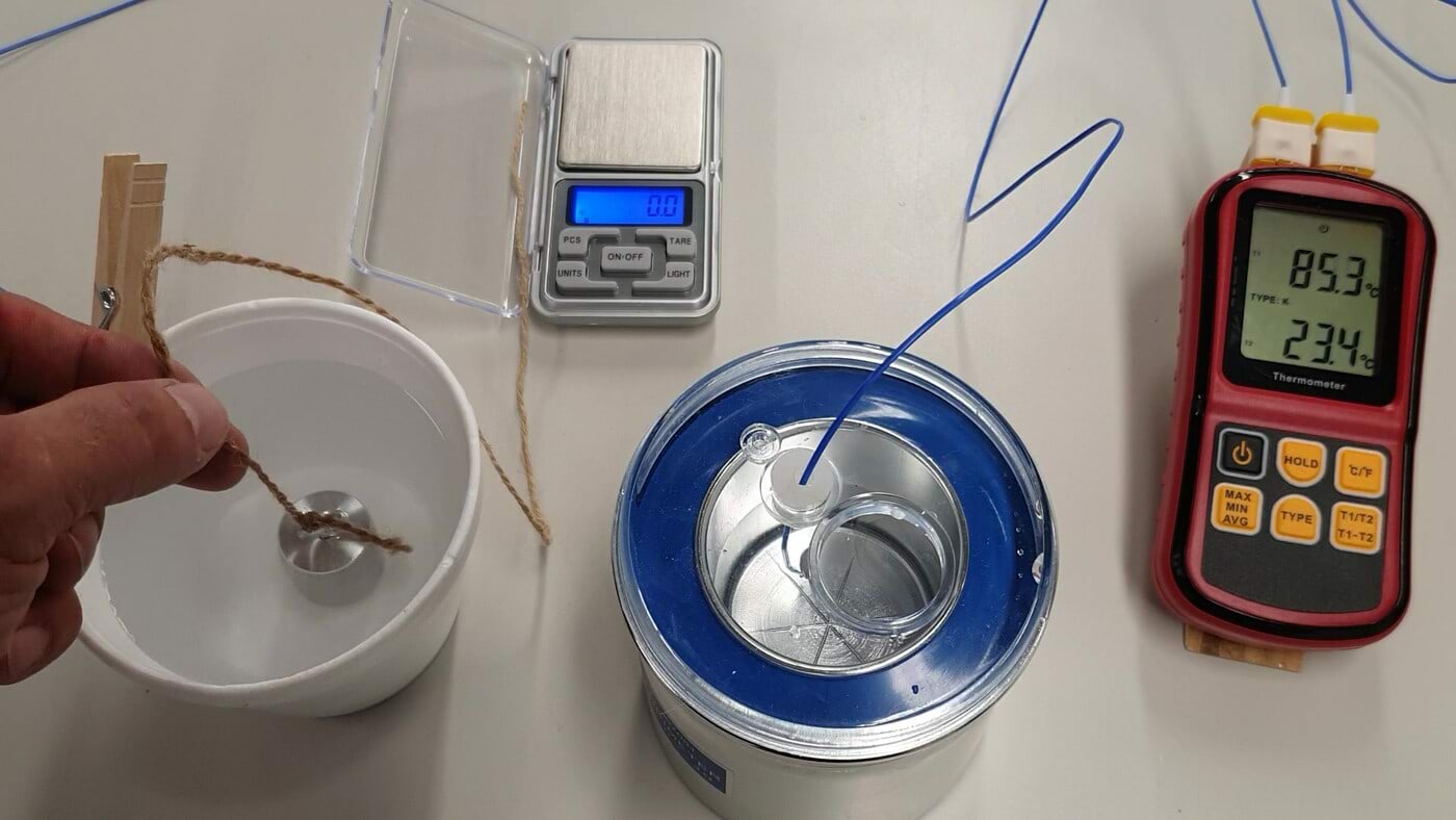 We warm up the test object