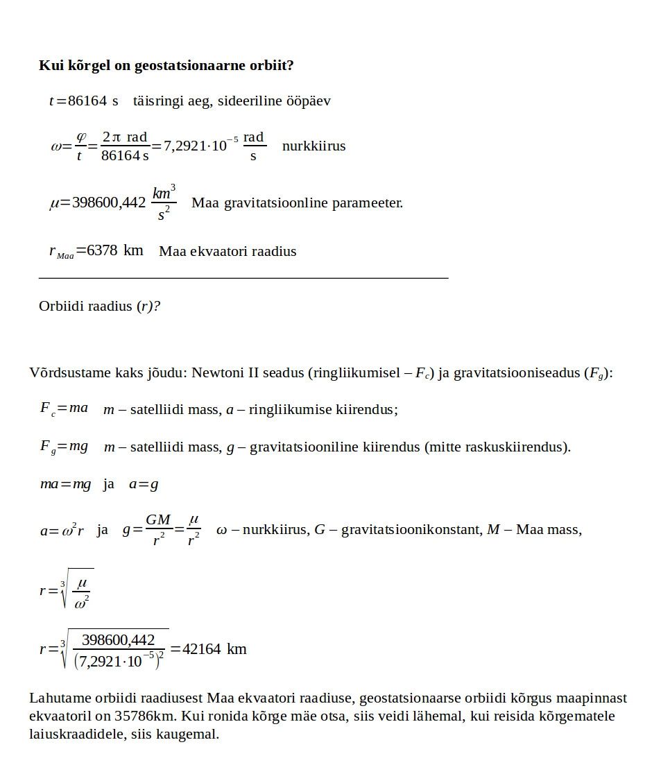 Geostatsionaarse orbiidi rehkendus