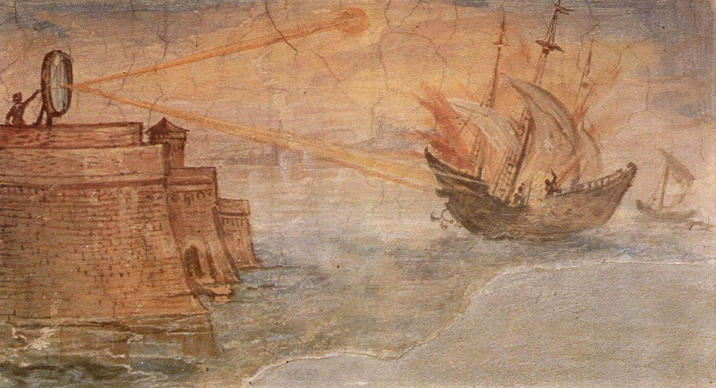 Archimedes, peeglid ja Rooma laevastiku hävitamine