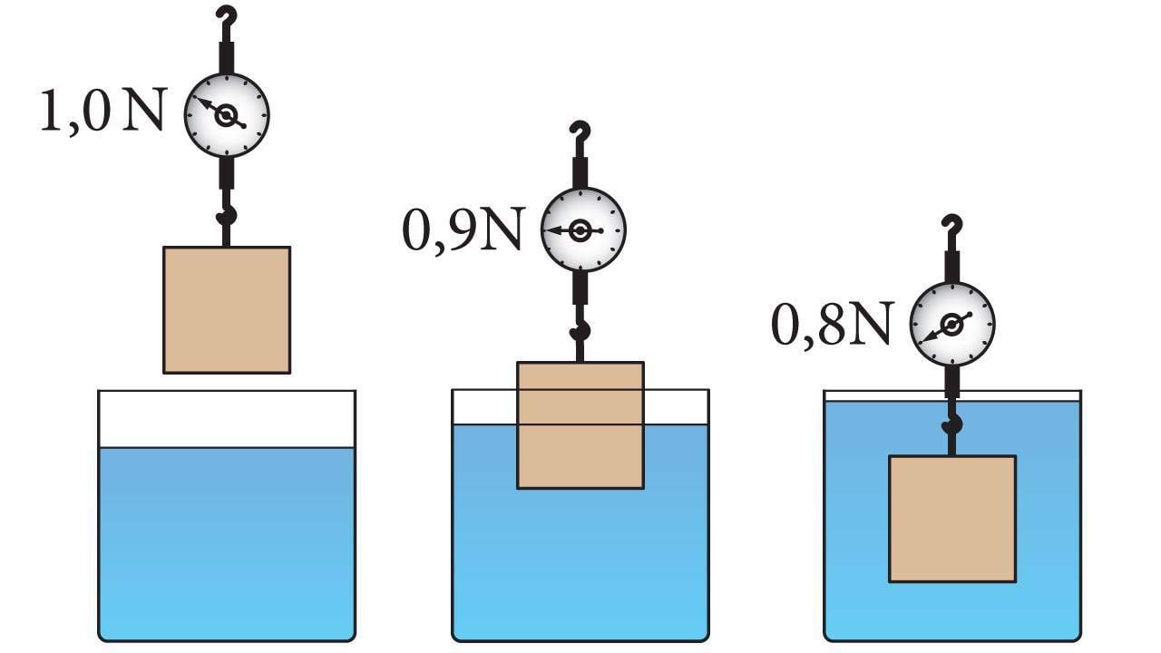 Block in water with a dynamometer