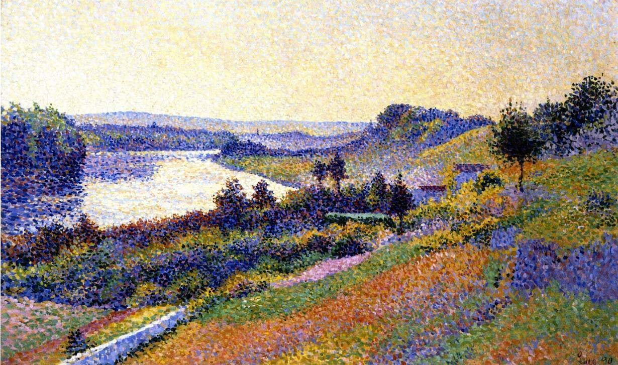 Maximilien Luce’i puäntillistlik maal Seine’i jõgi Herblay’s