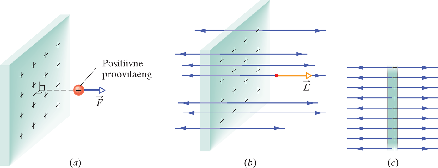 Proovilaeng positiivselt laetud plaadi lähedal